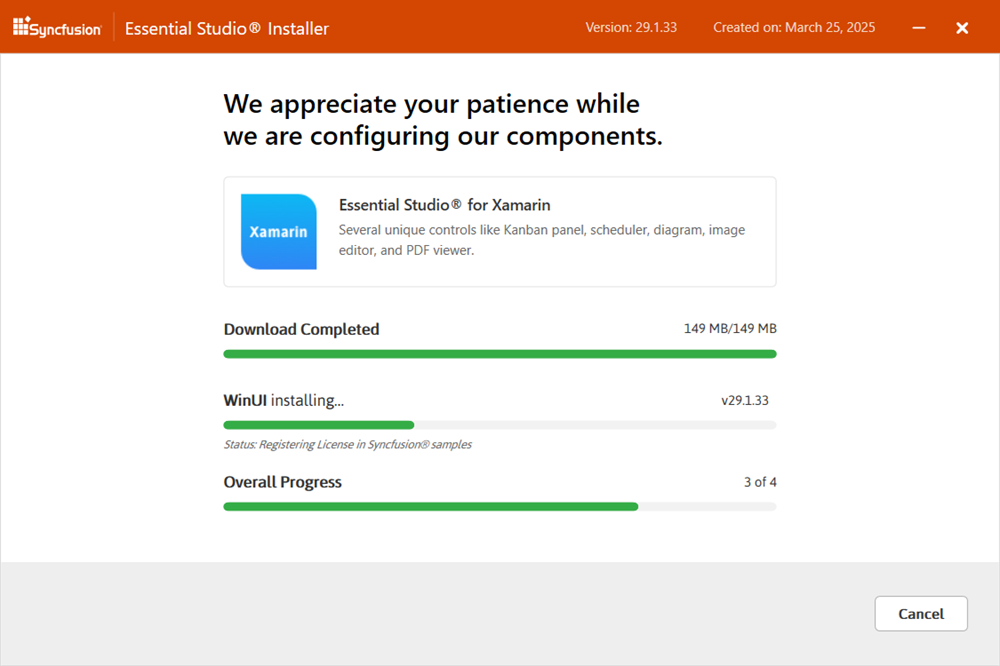 Download and Installation progress install/uninstall