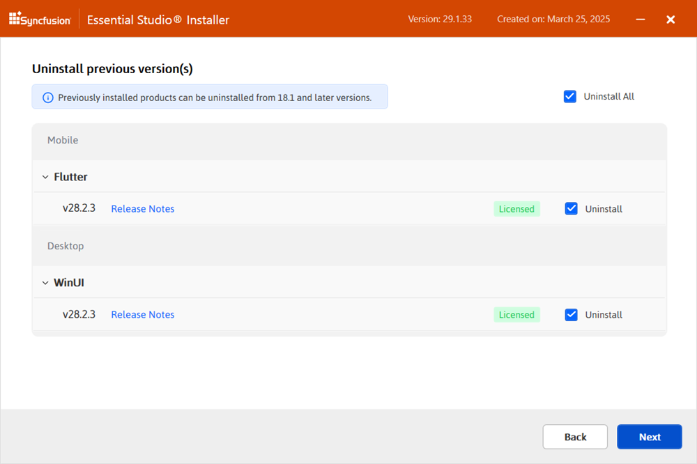 Existing Version for install