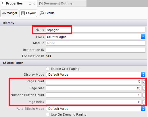 SfDataGrid properties