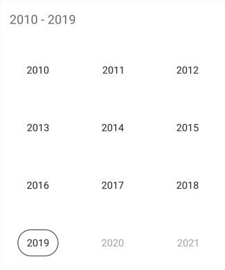 Decade view in Xamarin.Forms Calendar 